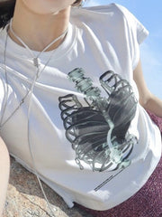Mechanical Skeleton Print Crop Top