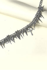 Punk Metal Bead Spliced Tassel Necklace