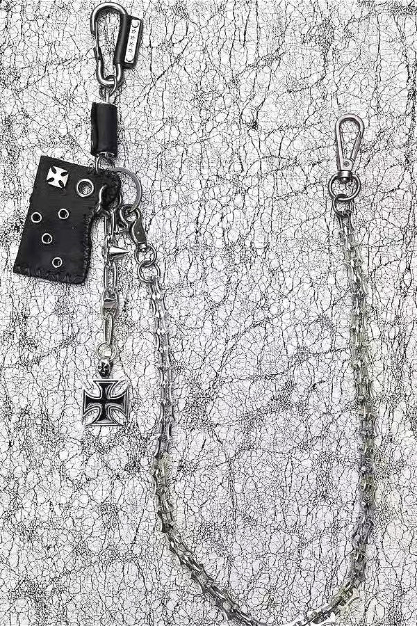 Punk Leather Tag Rivet Waist Chain