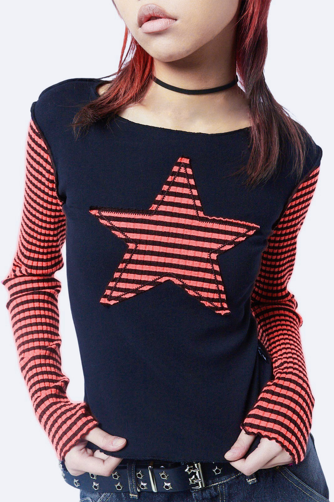 Y2K Star Stripe Embroidered T-Shirt Secondary image