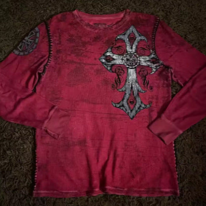 Cotton Vintage Crewneck Long Sleeve Knit Top Secondary image