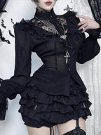 Gothic Hollow Out Lace Blouse