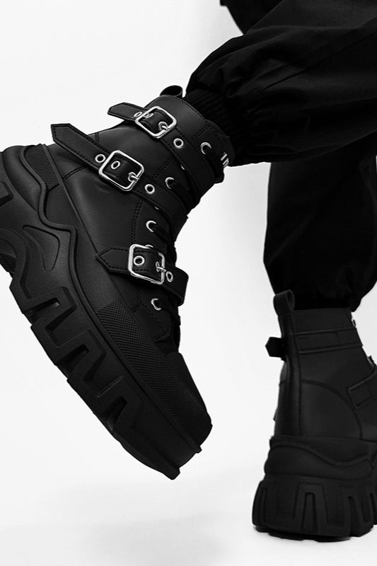 Strapped Platform High-Top Boots