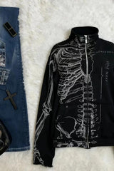 Vintage Print Hooded Gothic Coat