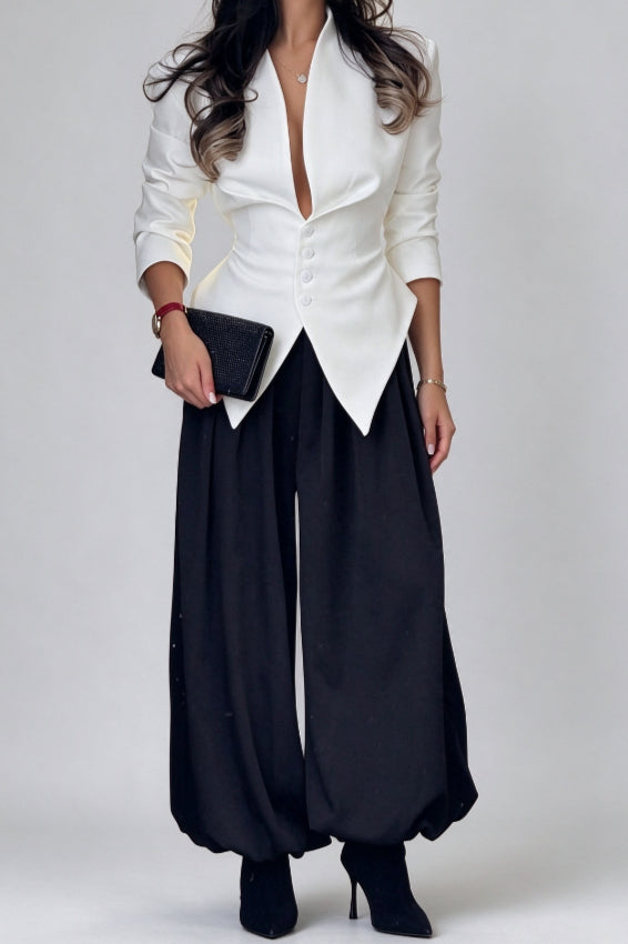 Stand Collar Pointed Hem Coats