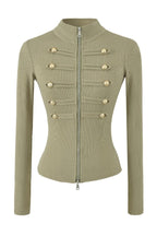 Metal Button Braided Zip Cardigans