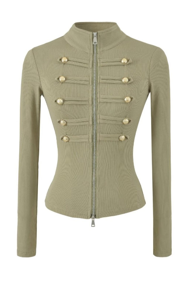 Metal Button Braided Zip Cardigans