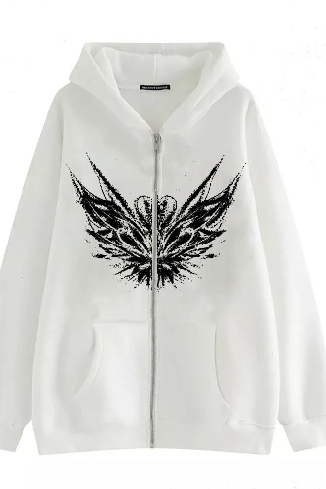 Skeleton Print Oversized Zip Hoodie Secondary image