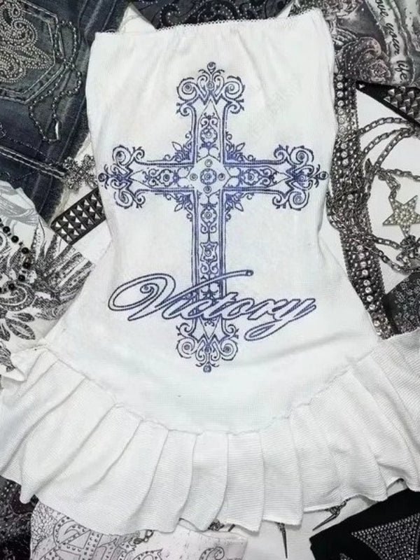 Cross Print Slim Jumpsuit Mini Dress Main image