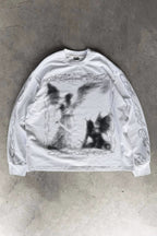 Edgy Hand-Painted Letter Print Gothic Long Sleeve T-shirt