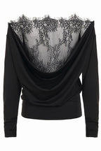 Lace Back Wide Neck Sweatshirt