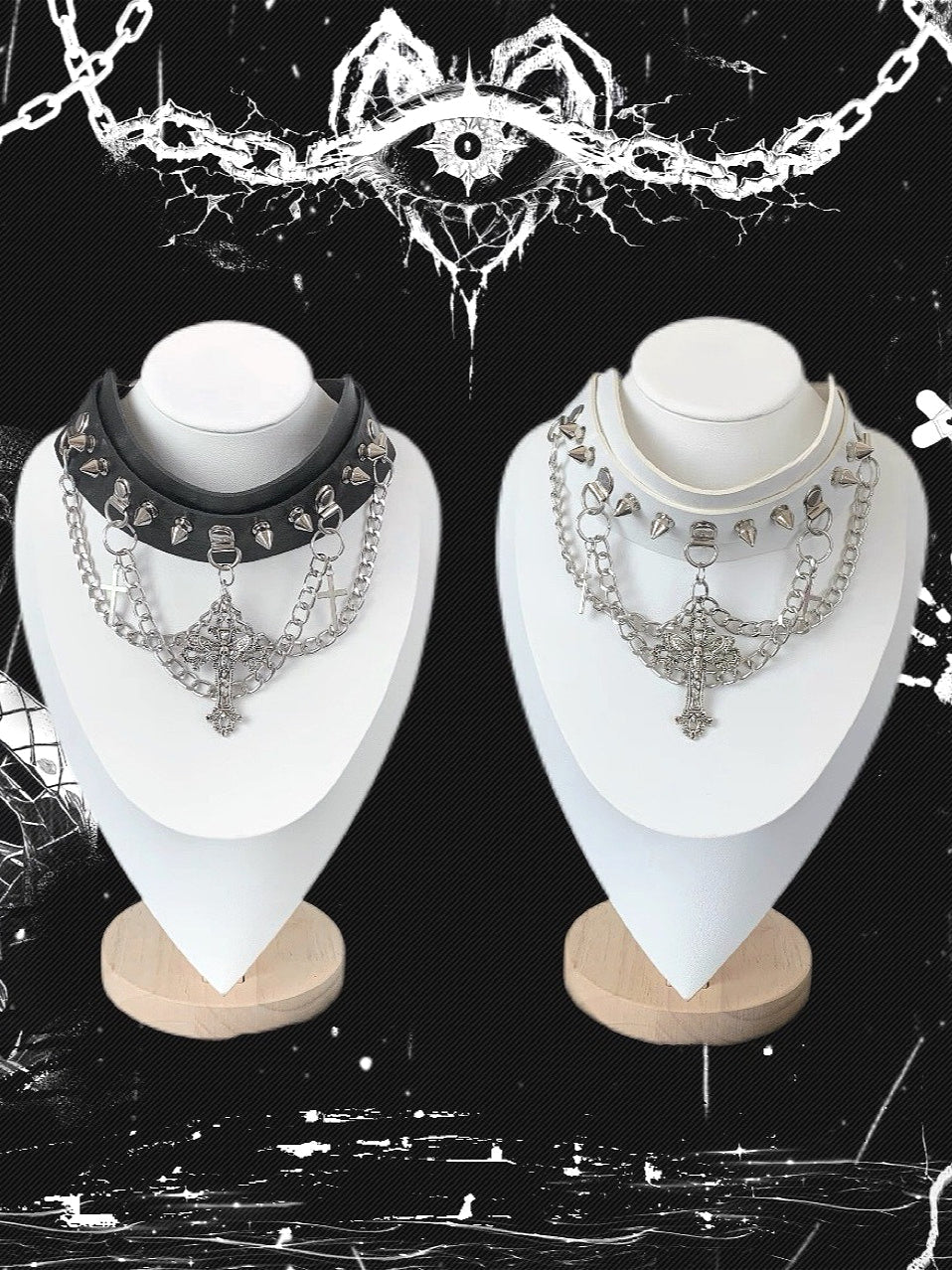 Punk Spike Rivet Leather Necklace