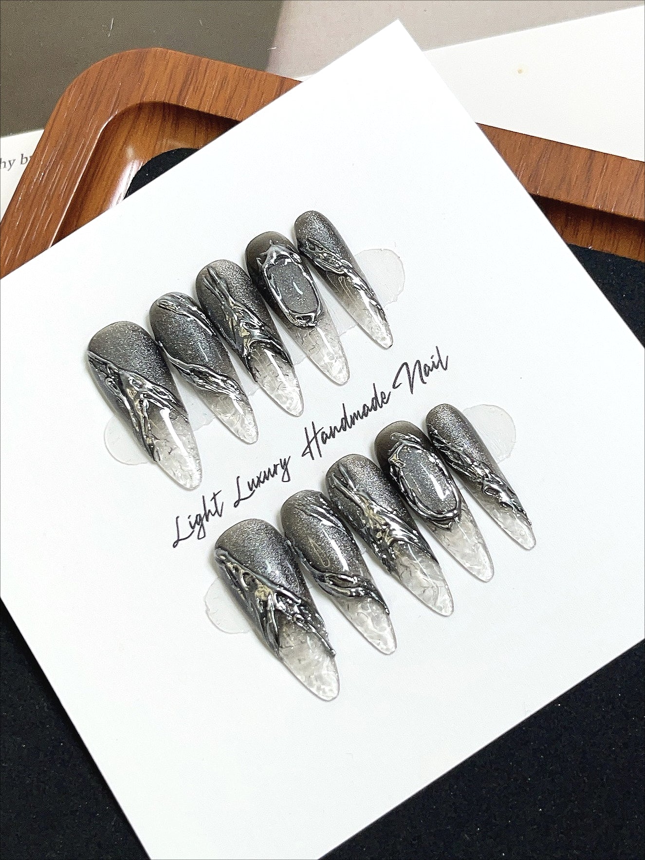 Glass Embossed Press On Nails Secondary image