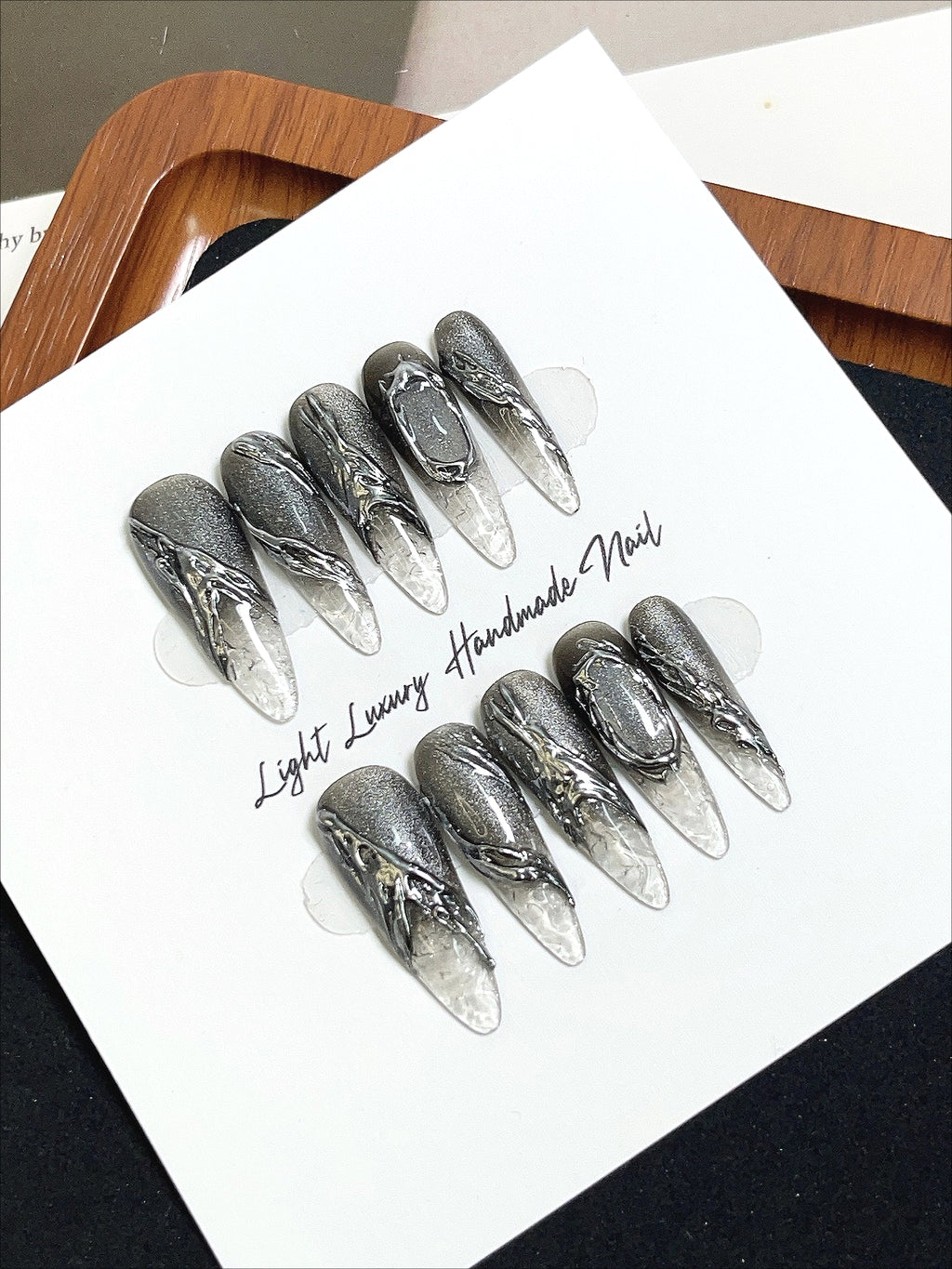 Glass Embossed Press On Nails