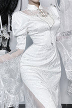 Gothic Lace Jacquard Maxi Dress