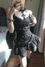 Buckle Bandeau Top And Puffy Mini Skirt Set