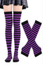 Striped Plain Matching Glove Set Socks
