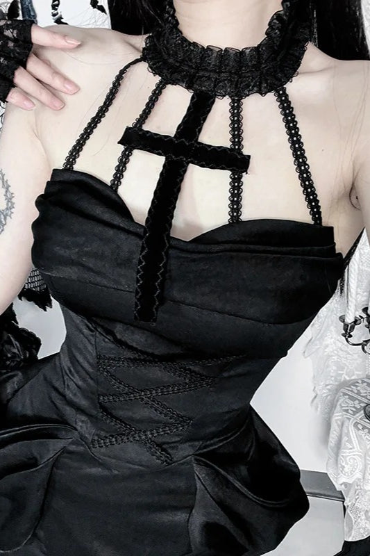 Vintage Alt Goth Lace Patchwork See Through Maxi Dress Secondary image
