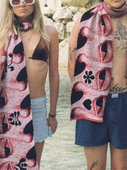 Y2K Grunge Knitting Eyes Graphic Winter Warm Scarf