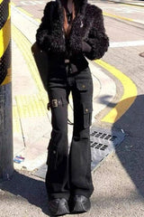 Low-Rise Cargo Flare Pants