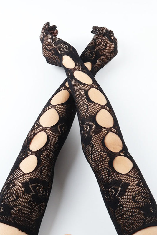 Floral Lace Cutout Long Gloves