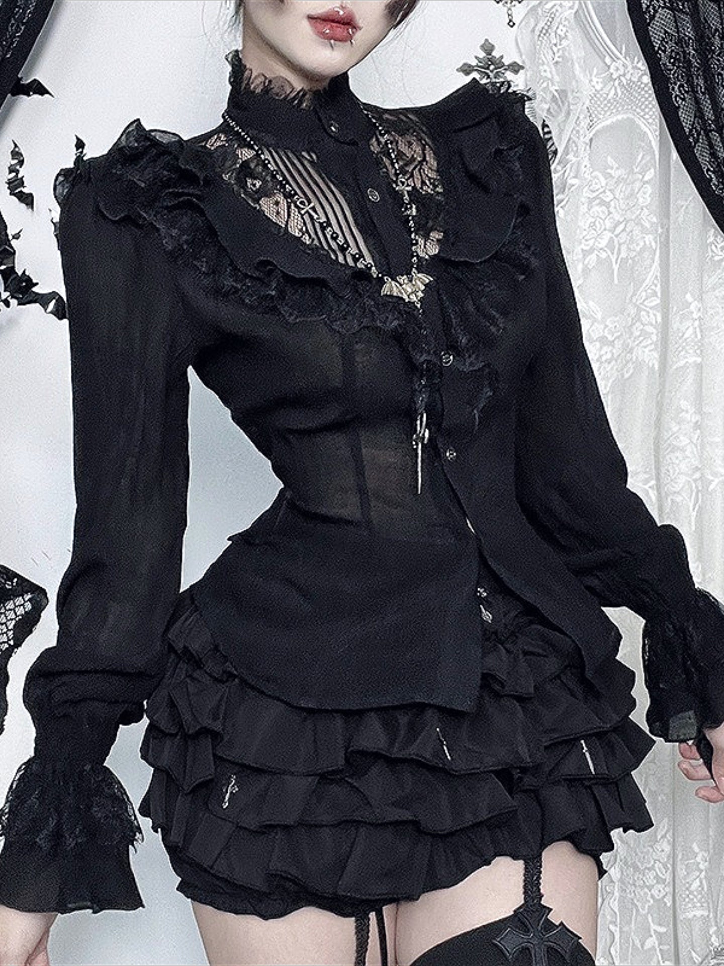 Gothic Hollow Out Lace Blouse Main image
