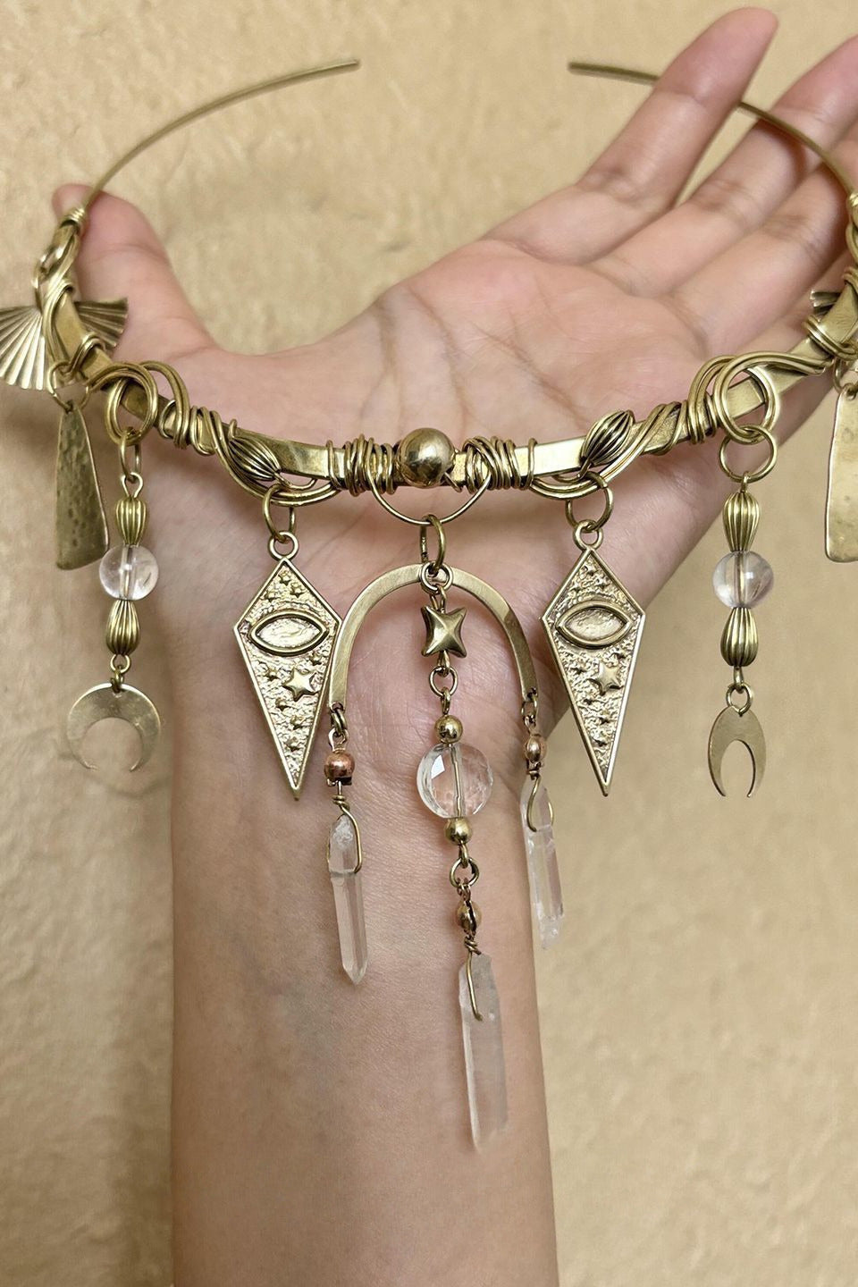 Vintage Moon Star Tassel Choker Necklace