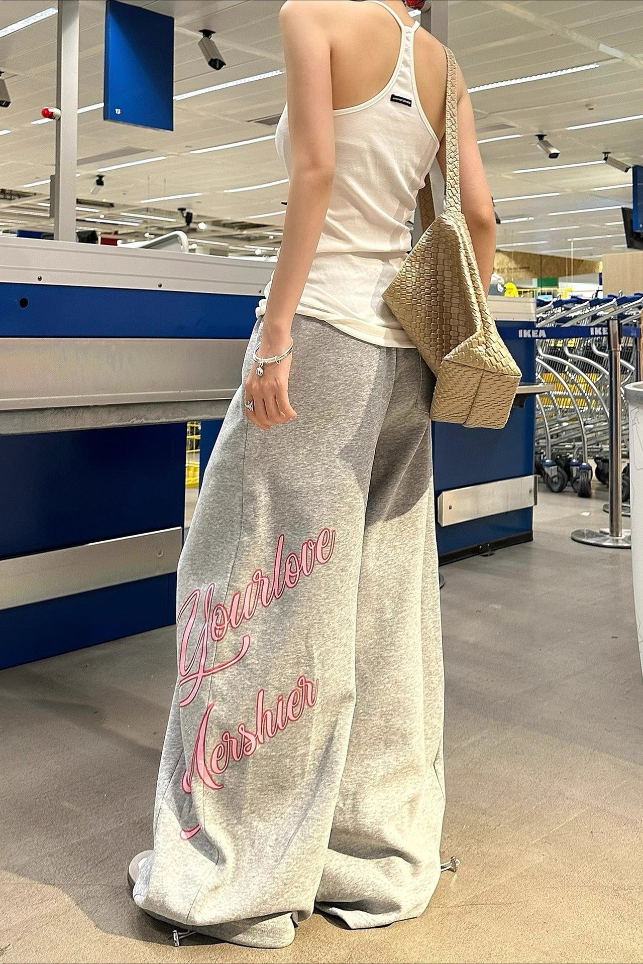 Rhinestone Letter Jazz Dance Wide Leg Pants Main image