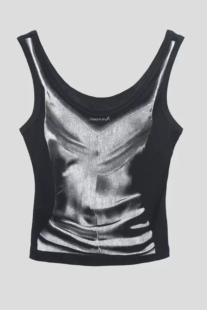 Shadow Body Print Slim Fit Crop Top Secondary image