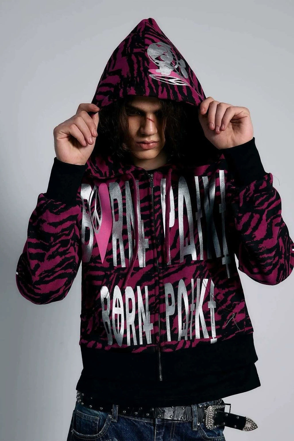 Animal Stripe Lettering Hoodies