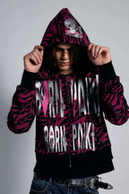 Animal Stripe Lettering Hoodies
