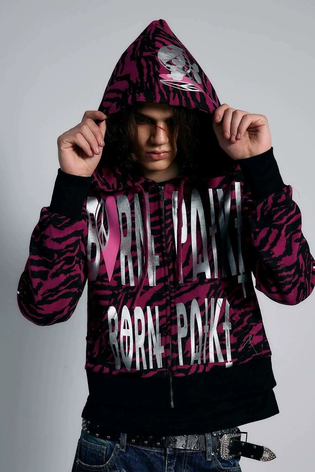Animal Stripe Lettering Hoodies