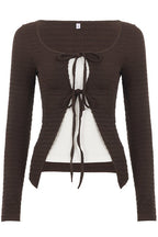 Contrast Panel Double Tie Cardigans