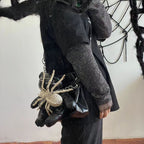 Harajuku Leather Punk Y2K Spider Bone Little Bear Pin Gothic Lolita Crossbody Bag Halloween