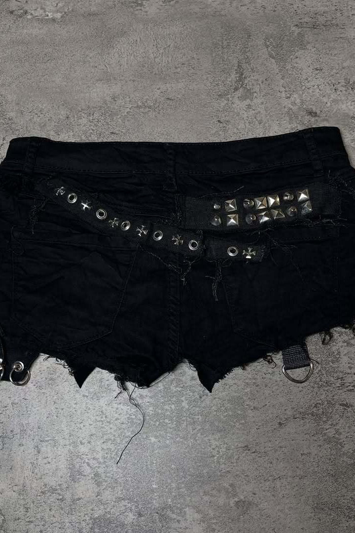 Metal Detail Denim Hot Pants