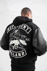 Dog Embroidered Leather Sleeve American Retro Baseball Jacket