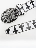 Gothic Punk Cross Inlaid Leather Belt