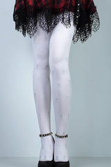 Gothic Skull Print Black Tights