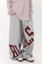 Oversized Letter Print Wide Pants