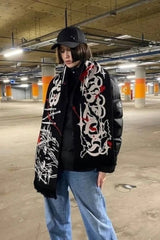 Goth Y2K Letter Graphic Striped Knit Scarf