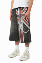 Street Cross Distressed Denim Shorts