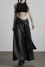 Draped Waist Glossy Maxi Skirts