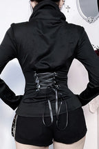High Collar Metal Button Fitted Jacket