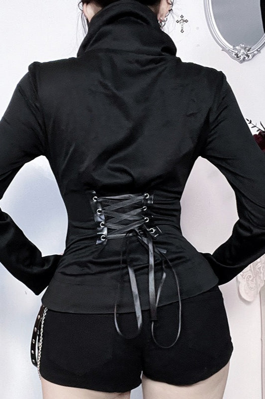 High Collar Metal Button Fitted Jacket