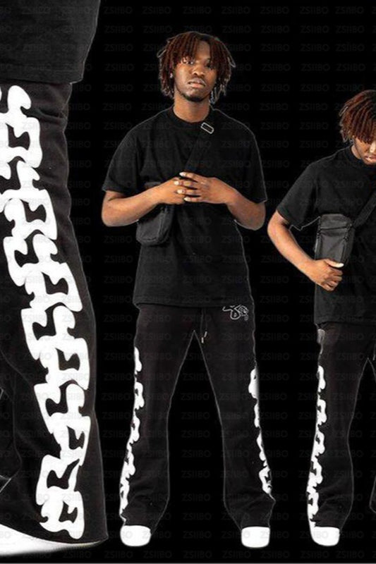 Contrast Print Drawstring Sweatpants