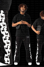 Contrast Print Drawstring Sweatpants