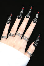 Dark Heavy Punk Long Stiletto Press On Nails