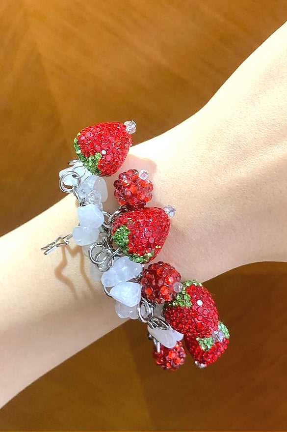 Vintage Red Strawberry Rhinestone Bracelet