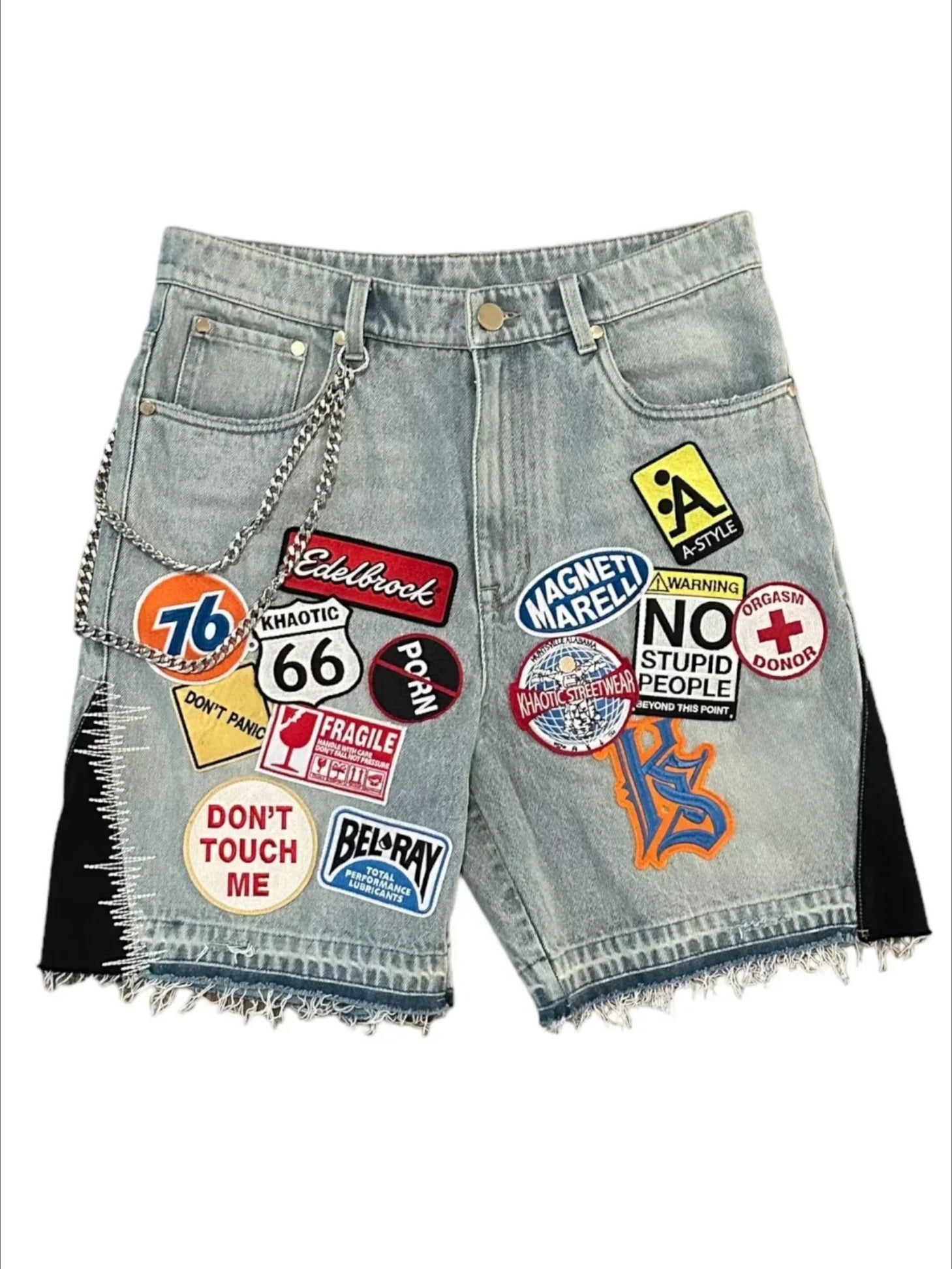 Harajuku Embroidered Applique Denim Shorts Main image