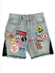 Harajuku Embroidered Applique Denim Shorts